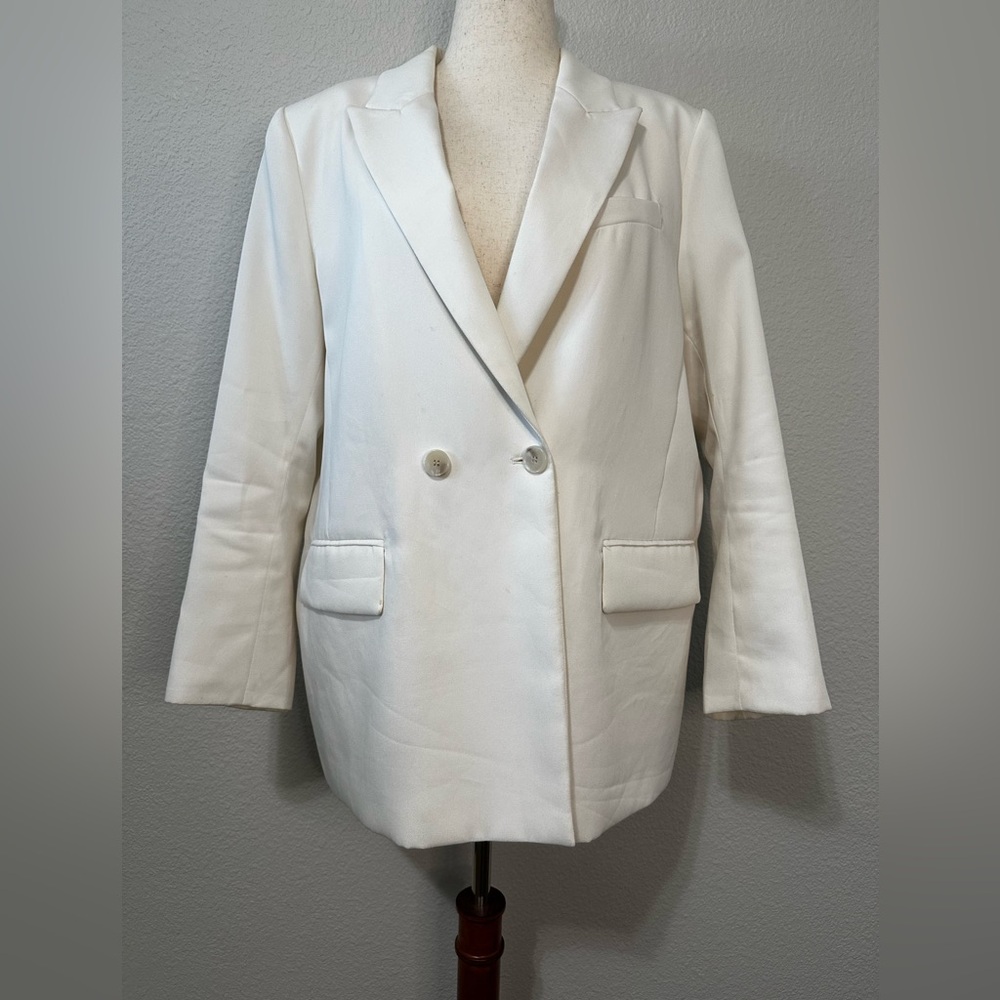 H&M Double Breasted Blazer size L in Ivory/Cream color